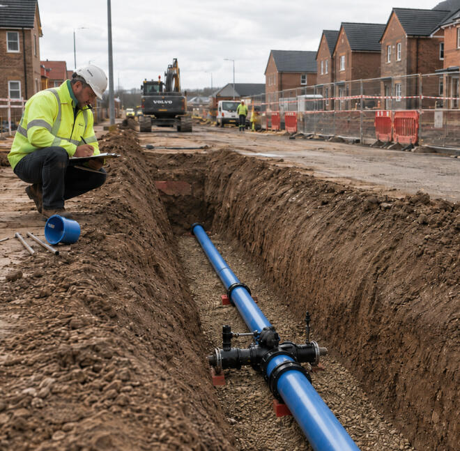 Water Main Installation for New Housing Projects